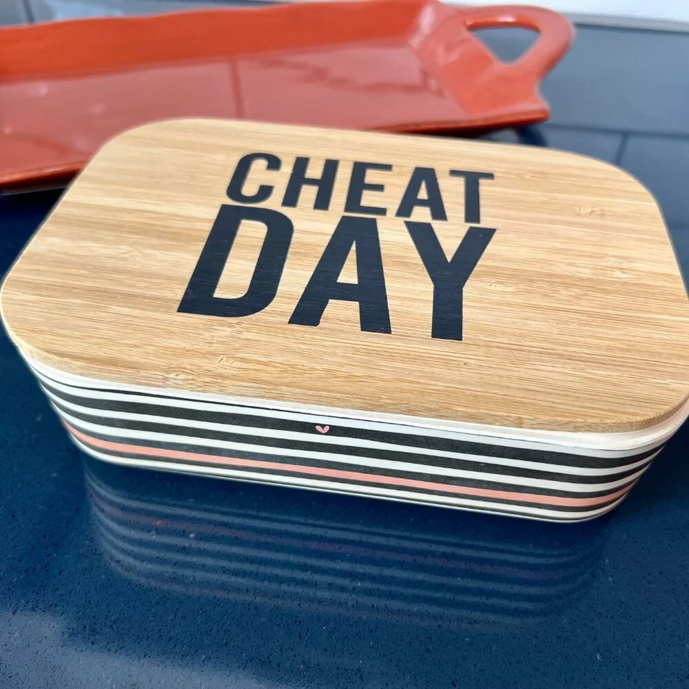 CHEAT DAY Container with Bamboo Sealed Lid and Box